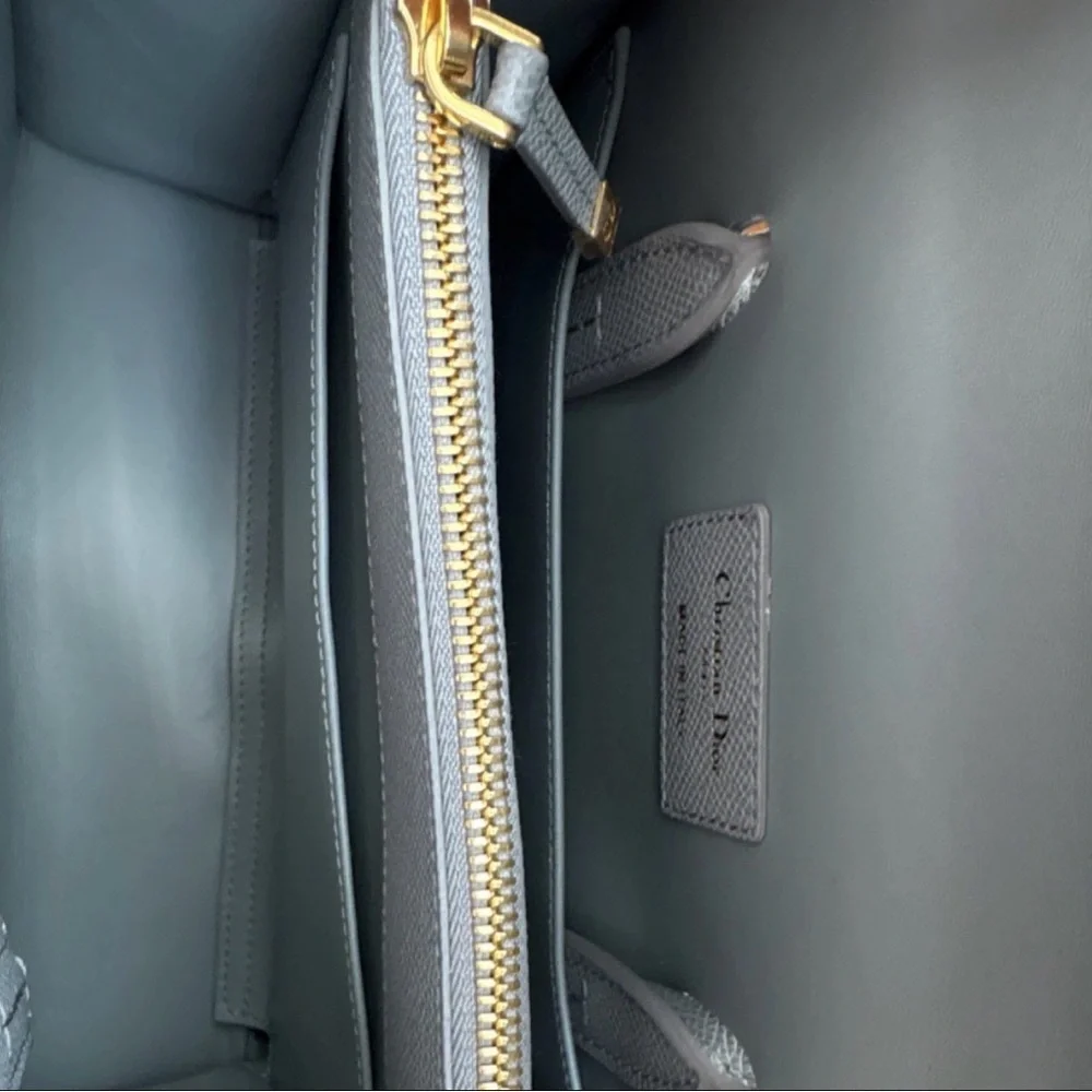 Dior Light Gray Leather Top-Handle Satchel with Gold CD Hardware - Picture 7 of 16